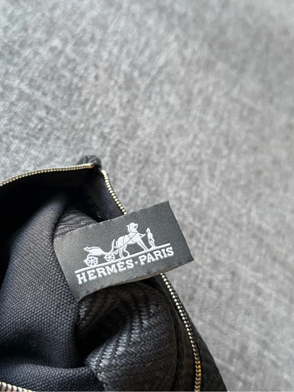Hermes Bain Paris Black Cotton Cosmetic / Make-up / Toiletry / Pouch Bag